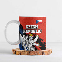 Czech Republic Ceramic Mug with Red Black Blue Brushstroke Design and National Lion - Wonder Print Shop