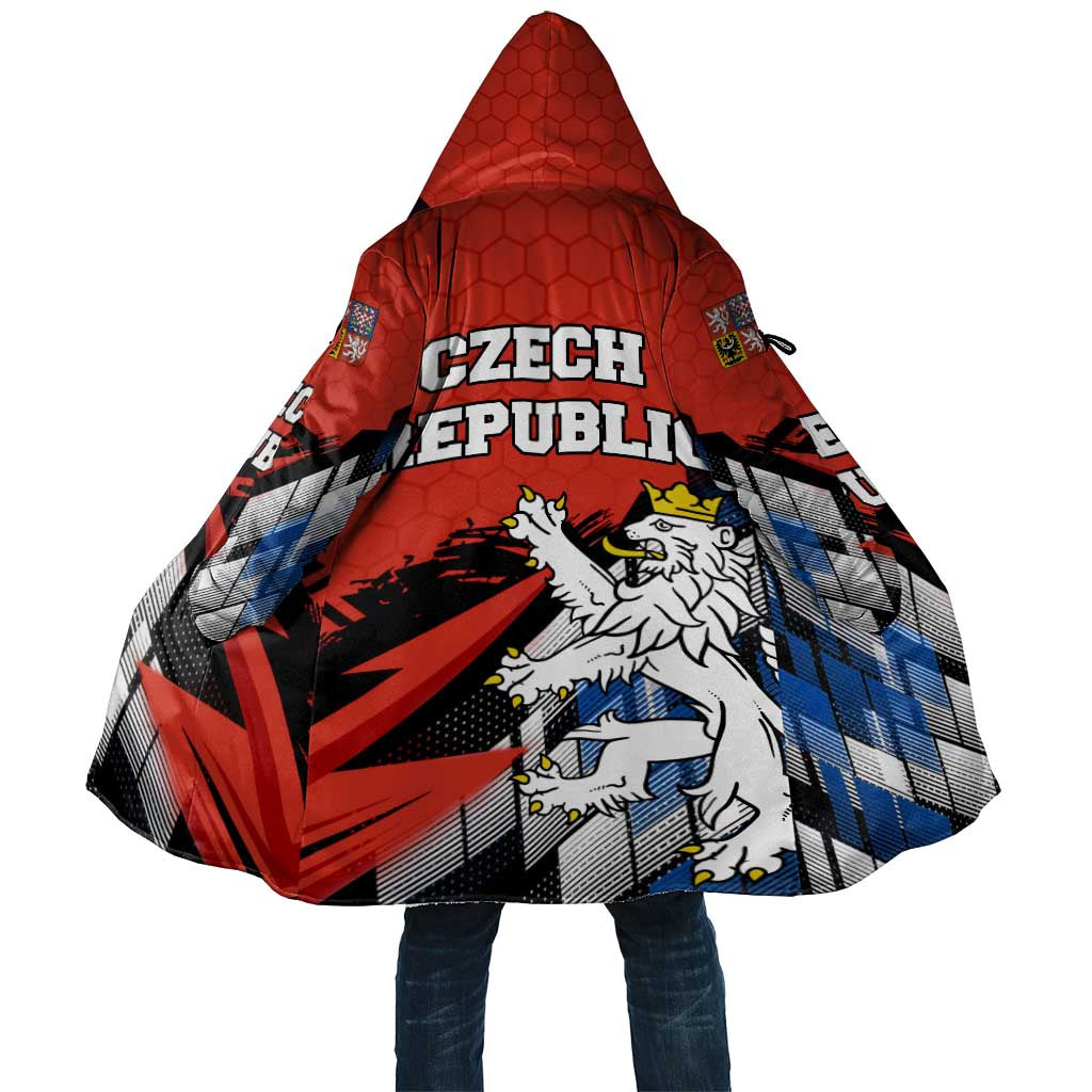 Czech Republic Cloak with Red Black Blue Brushstroke Design and National Lion - Wonder Print Shop