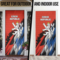 Czech Republic Door Cover with Red Black Blue Brushstroke Design and National Lion - Wonder Print Shop