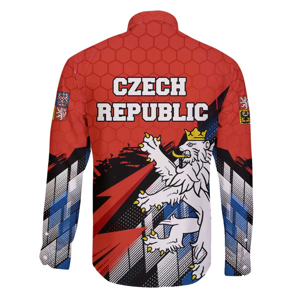 Czech Republic Family Matching Long Sleeve Bodycon Dress and Hawaiian Shirt with Red Black Blue Brushstroke Design and National Lion - Wonder Print Shop