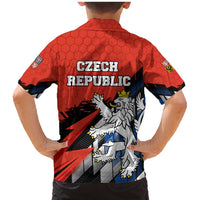 Czech Republic Family Matching Mermaid Dress and Hawaiian Shirt with Red Black Blue Brushstroke Design and National Lion - Wonder Print Shop