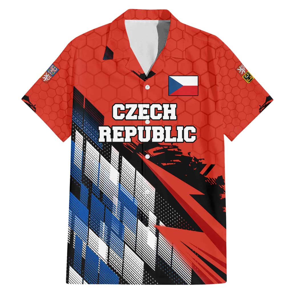 Czech Republic Family Matching Mermaid Dress and Hawaiian Shirt with Red Black Blue Brushstroke Design and National Lion - Wonder Print Shop