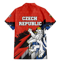 Czech Republic Family Matching Mermaid Dress and Hawaiian Shirt with Red Black Blue Brushstroke Design and National Lion - Wonder Print Shop
