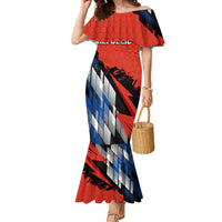 Czech Republic Family Matching Mermaid Dress and Hawaiian Shirt with Red Black Blue Brushstroke Design and National Lion - Wonder Print Shop