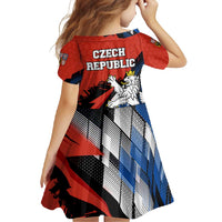 Czech Republic Family Matching Off Shoulder Maxi Dress and Hawaiian Shirt with Red Black Blue Brushstroke Design and National Lion - Wonder Print Shop
