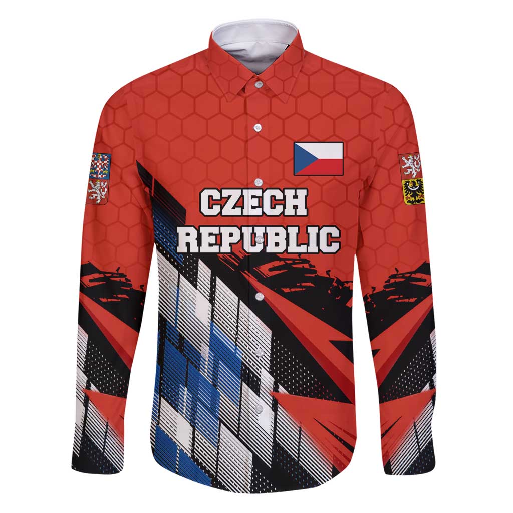 Czech Republic Family Matching Puletasi and Hawaiian Shirt with Red Black Blue Brushstroke Design and National Lion - Wonder Print Shop