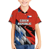 Czech Republic Family Matching Puletasi and Hawaiian Shirt with Red Black Blue Brushstroke Design and National Lion - Wonder Print Shop