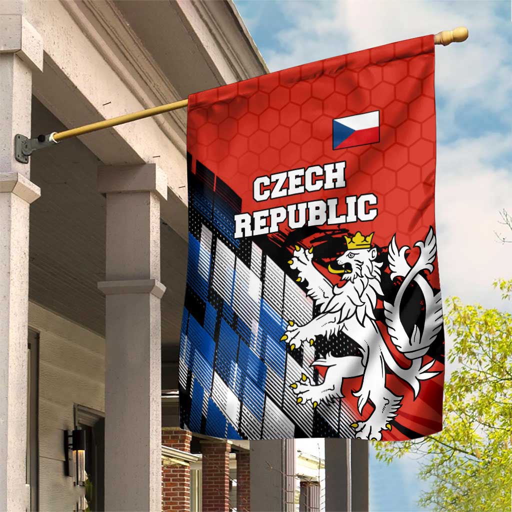 Czech Republic Garden Flag with Red Black Blue Brushstroke Design and National Lion - Wonder Print Shop