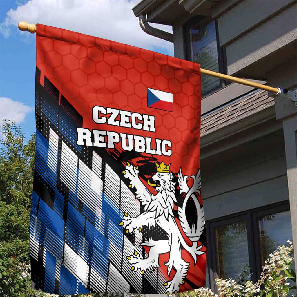 Czech Republic Garden Flag with Red Black Blue Brushstroke Design and National Lion - Wonder Print Shop