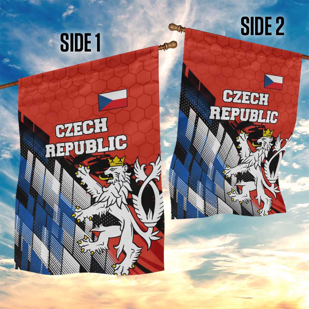 Czech Republic Garden Flag with Red Black Blue Brushstroke Design and National Lion - Wonder Print Shop