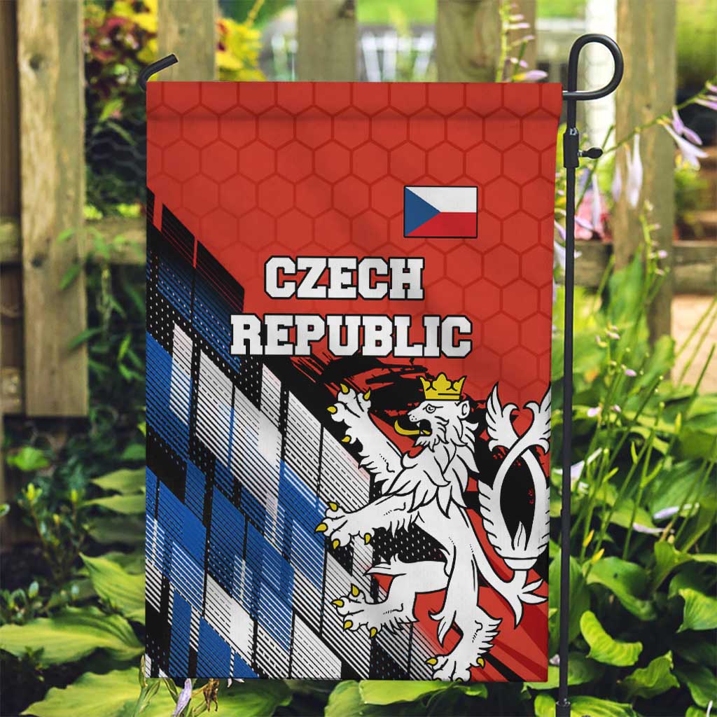 Czech Republic Garden Flag with Red Black Blue Brushstroke Design and National Lion - Wonder Print Shop