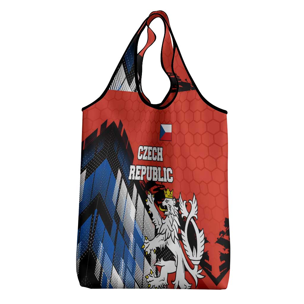 Czech Republic Grocery Bag with Red Black Blue Brushstroke Design and National Lion - Wonder Print Shop