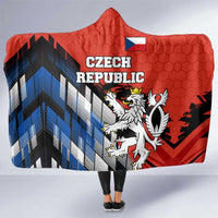 Czech Republic Hooded Blanket with Red Black Blue Brushstroke Design and National Lion - Wonder Print Shop
