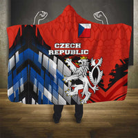 Czech Republic Hooded Blanket with Red Black Blue Brushstroke Design and National Lion - Wonder Print Shop
