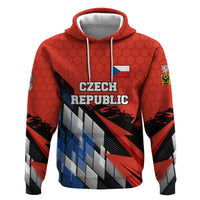 Czech Republic Hoodie with Red Black Blue Brushstroke Design and National Lion - Wonder Print Shop