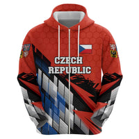 Czech Republic Hoodie with Red Black Blue Brushstroke Design and National Lion - Wonder Print Shop