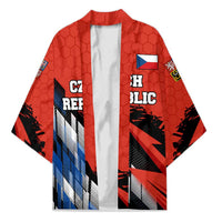 Czech Republic Kimono with Red Black Blue Brushstroke Design and National Lion - Wonder Print Shop