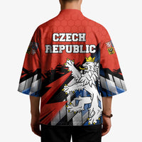 Czech Republic Kimono with Red Black Blue Brushstroke Design and National Lion - Wonder Print Shop