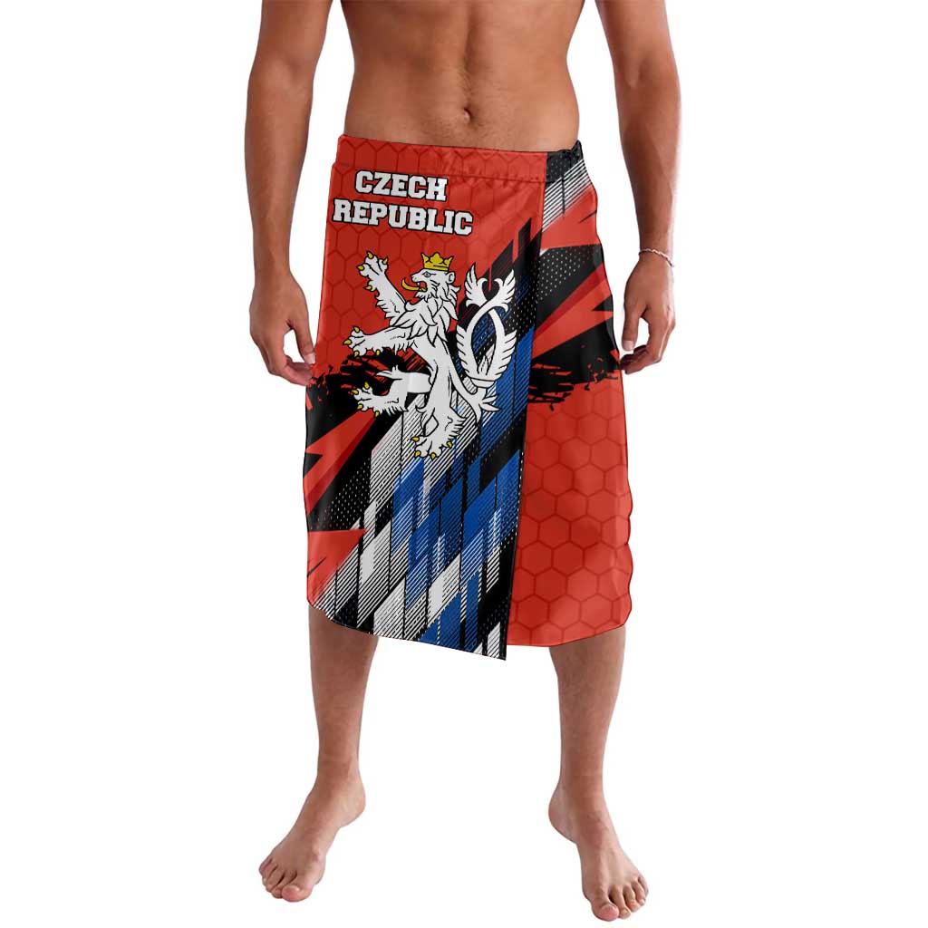 Czech Republic Lavalava with Red Black Blue Brushstroke Design and National Lion - Wonder Print Shop