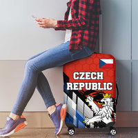 Czech Republic Luggage Cover with Red Black Blue Brushstroke Design and National Lion - Wonder Print Shop