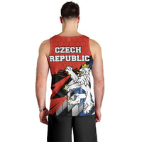 Czech Republic Men Tank Top with Red Black Blue Brushstroke Design and National Lion - Wonder Print Shop
