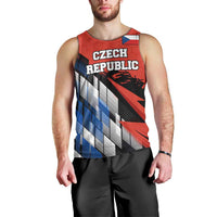 Czech Republic Men Tank Top with Red Black Blue Brushstroke Design and National Lion - Wonder Print Shop
