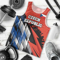 Czech Republic Men Tank Top with Red Black Blue Brushstroke Design and National Lion - Wonder Print Shop