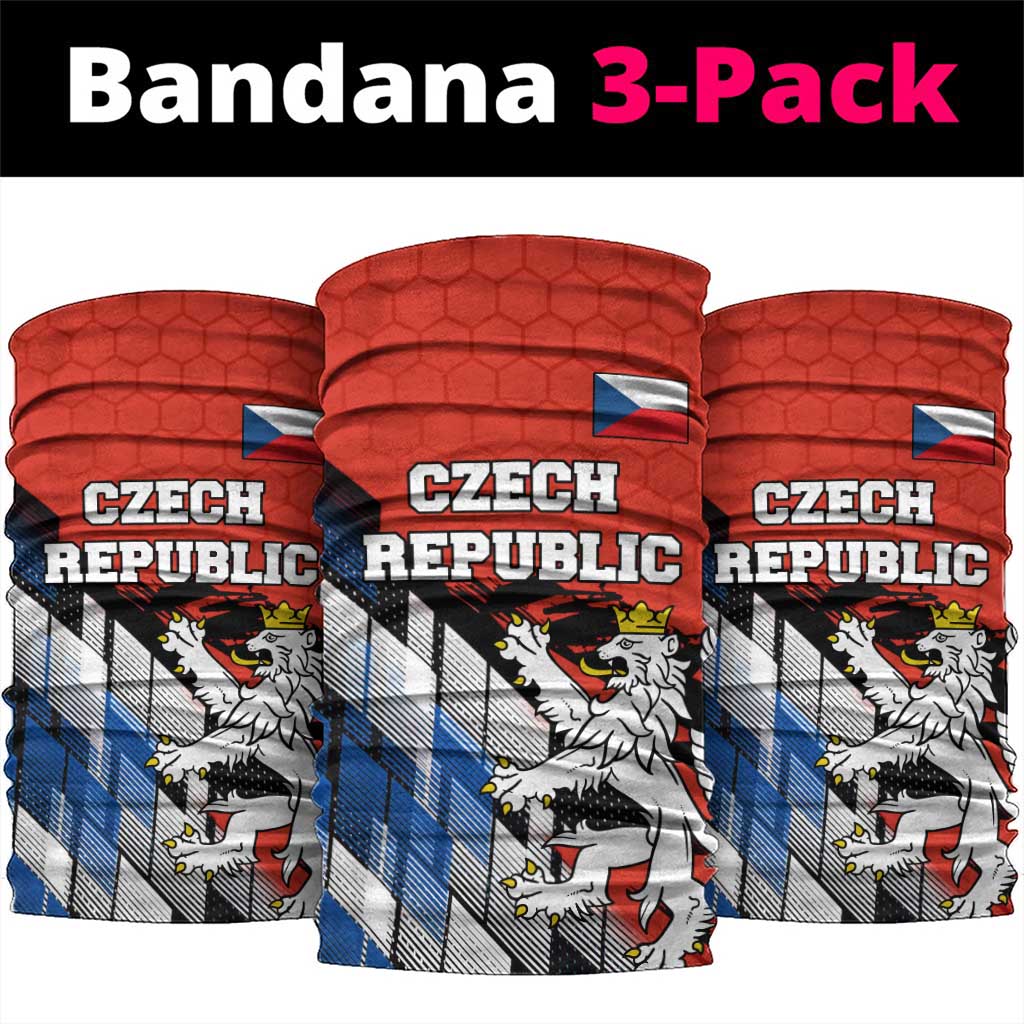 Czech Republic Neck Gaiter with Red Black Blue Brushstroke Design and National Lion TS04