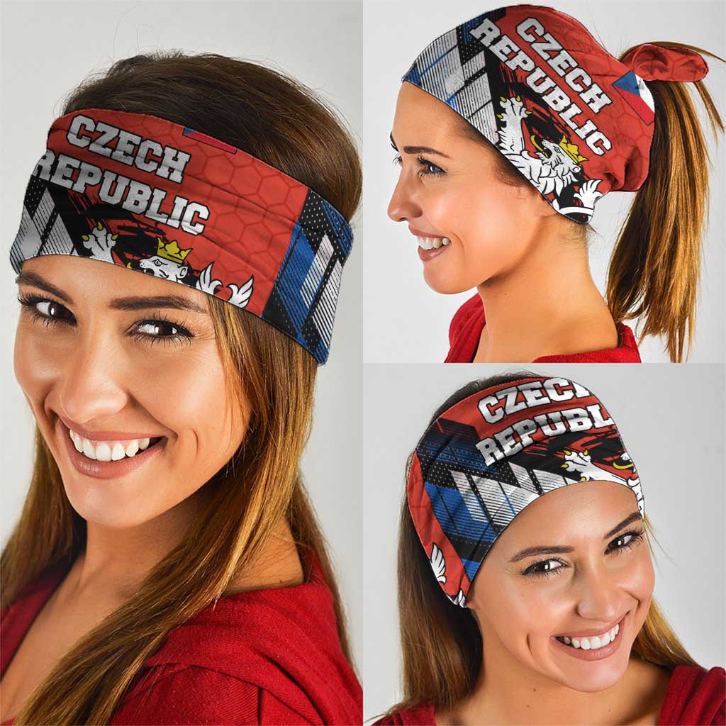 Czech Republic Neck Gaiter with Red Black Blue Brushstroke Design and National Lion TS04
