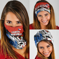 Czech Republic Neck Gaiter with Red Black Blue Brushstroke Design and National Lion TS04