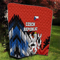 Czech Republic Quilt with Red Black Blue Brushstroke Design and National Lion - Wonder Print Shop