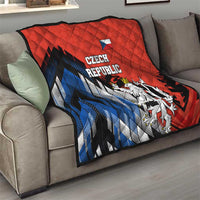 Czech Republic Quilt with Red Black Blue Brushstroke Design and National Lion - Wonder Print Shop