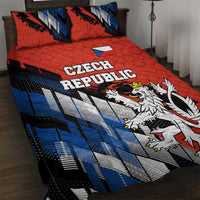 Czech Republic Quilt Bed Set with Red Black Blue Brushstroke Design and National Lion - Wonder Print Shop