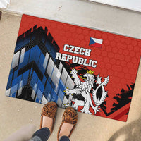 Czech Republic Rubber Doormat with Red Black Blue Brushstroke Design and National Lion - Wonder Print Shop