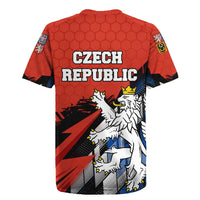 Czech Republic Rugby Jersey with Red Black Blue Brushstroke Design and National Lion - Wonder Print Shop