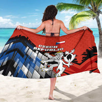 Czech Republic Sarong with Red Black Blue Brushstroke Design and National Lion - Wonder Print Shop