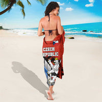 Czech Republic Sarong with Red Black Blue Brushstroke Design and National Lion - Wonder Print Shop