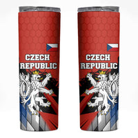 Czech Republic Skinny Tumbler with Red Black Blue Brushstroke Design and National Lion - Wonder Print Shop
