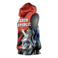 Czech Republic Sleeveless Hoodie with Red Black Blue Brushstroke Design and National Lion - Wonder Print Shop