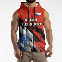 Czech Republic Sleeveless Hoodie with Red Black Blue Brushstroke Design and National Lion - Wonder Print Shop