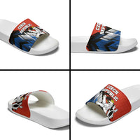 Czech Republic Slide Sandals with Red Black Blue Brushstroke Design and National Lion - Wonder Print Shop