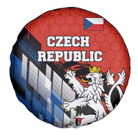Czech Republic Spare Tire Cover with Red Black Blue Brushstroke Design and National Lion - Wonder Print Shop
