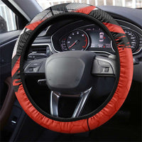 Czech Republic Steering Wheel Cover with Red Black Blue Brushstroke Design and National Lion - Wonder Print Shop