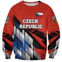 Czech Republic Sweatshirt with Red Black Blue Brushstroke Design and National Lion - Wonder Print Shop