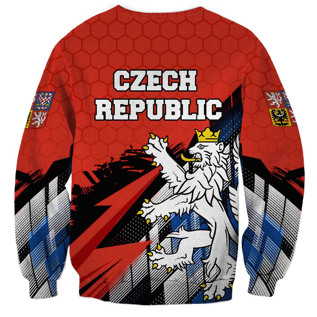Czech Republic Sweatshirt with Red Black Blue Brushstroke Design and National Lion - Wonder Print Shop