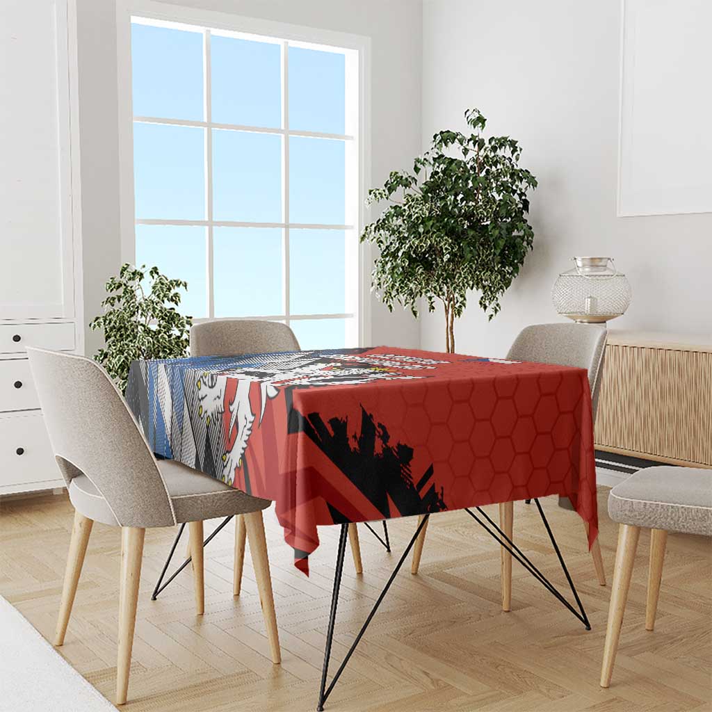 Czech Republic Tablecloth with Red Black Blue Brushstroke Design and National Lion - Wonder Print Shop
