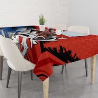 Czech Republic Tablecloth with Red Black Blue Brushstroke Design and National Lion - Wonder Print Shop