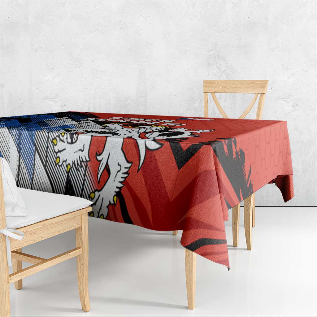 Czech Republic Tablecloth with Red Black Blue Brushstroke Design and National Lion - Wonder Print Shop