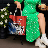 Czech Republic Tote Bag with Red Black Blue Brushstroke Design and National Lion - Wonder Print Shop