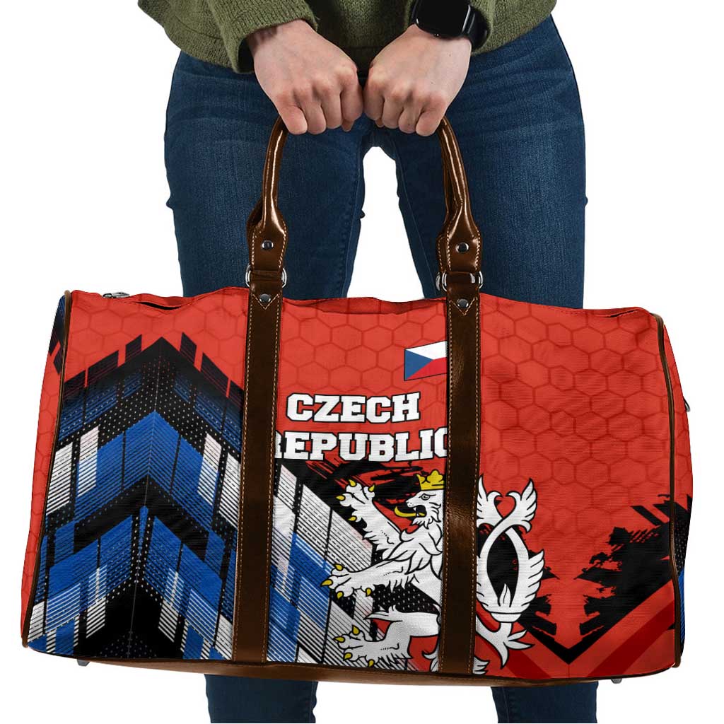Czech Republic Travel Bag with Red Black Blue Brushstroke Design and National Lion - Wonder Print Shop